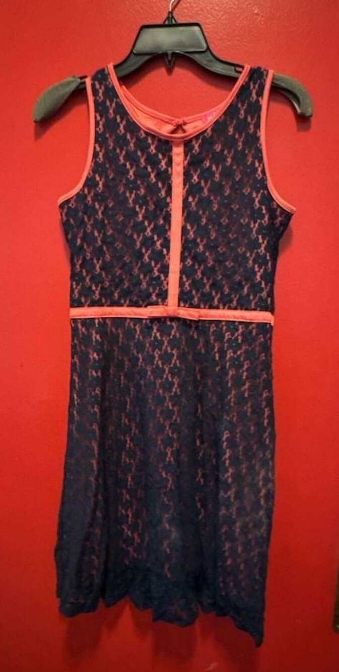 Pinky Sleeveless Lace Dress Size 16 Blue Orange A-Line